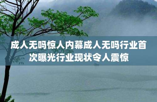 成人无吗惊人内幕成人无吗行业首次曝光行业现状令人震惊