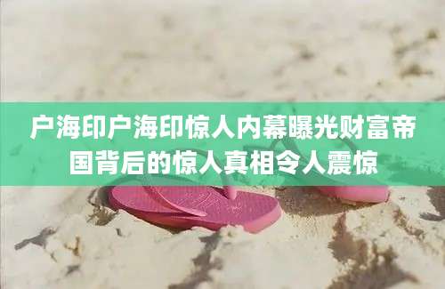 户海印户海印惊人内幕曝光财富帝国背后的惊人真相令人震惊