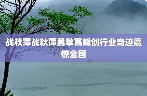战秋萍战秋萍勇攀高峰创行业奇迹震惊全国
