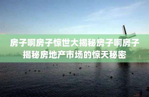 房子啊房子惊世大揭秘房子啊房子揭秘房地产市场的惊天秘密