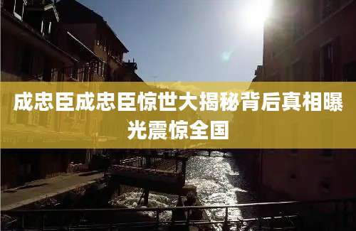 成忠臣成忠臣惊世大揭秘背后真相曝光震惊全国