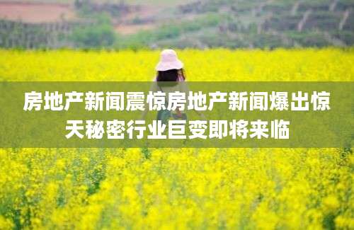 房地产新闻震惊房地产新闻爆出惊天秘密行业巨变即将来临