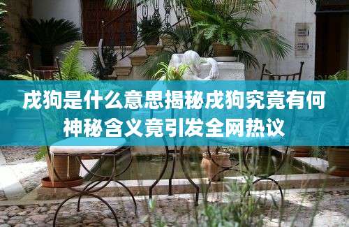 戌狗是什么意思揭秘戌狗究竟有何神秘含义竟引发全网热议