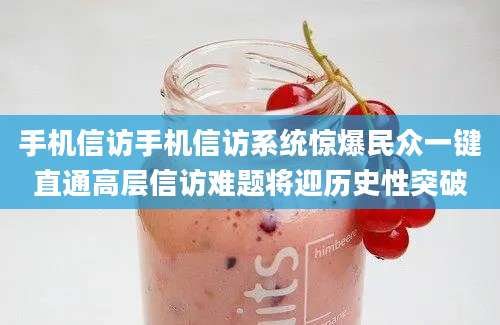 手机信访手机信访系统惊爆民众一键直通高层信访难题将迎历史性突破