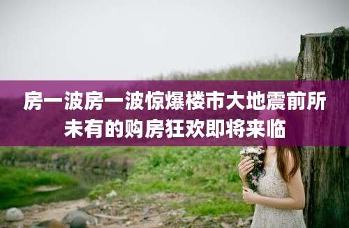 房一波房一波惊爆楼市大地震前所未有的购房狂欢即将来临