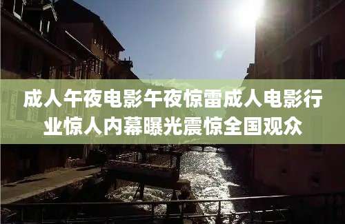 成人午夜电影午夜惊雷成人电影行业惊人内幕曝光震惊全国观众