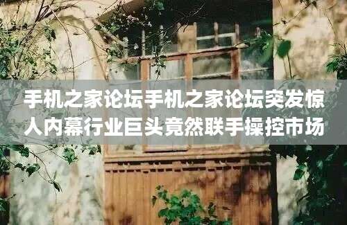 手机之家论坛手机之家论坛突发惊人内幕行业巨头竟然联手操控市场