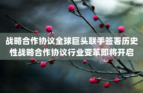 战略合作协议全球巨头联手签署历史性战略合作协议行业变革即将开启
