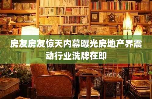 房友房友惊天内幕曝光房地产界震动行业洗牌在即