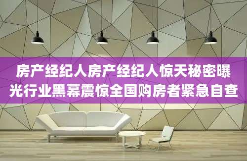 房产经纪人房产经纪人惊天秘密曝光行业黑幕震惊全国购房者紧急自查
