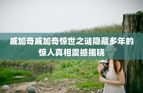 戚加奇戚加奇惊世之谜隐藏多年的惊人真相震撼揭晓