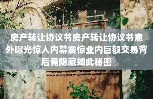 房产转让协议书房产转让协议书意外曝光惊人内幕震惊业内巨额交易背后竟隐藏如此秘密