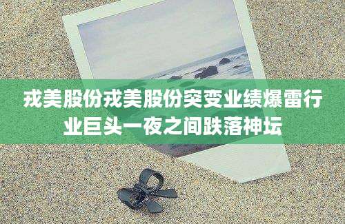 戎美股份戎美股份突变业绩爆雷行业巨头一夜之间跌落神坛