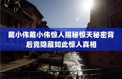 戴小伟戴小伟惊人揭秘惊天秘密背后竟隐藏如此惊人真相