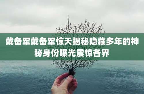 戴备军戴备军惊天揭秘隐藏多年的神秘身份曝光震惊各界