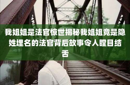 我姐姐是法官惊世揭秘我姐姐竟是隐姓埋名的法官背后故事令人瞠目结舌
