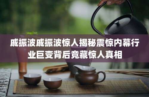 戚振波戚振波惊人揭秘震惊内幕行业巨变背后竟藏惊人真相