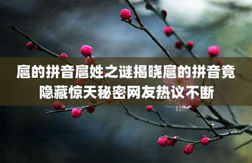 扈的拼音扈姓之谜揭晓扈的拼音竟隐藏惊天秘密网友热议不断