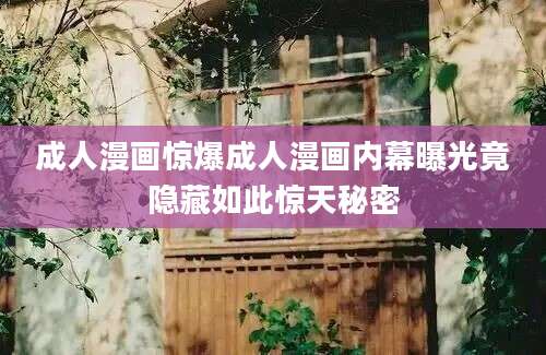 成人漫画惊爆成人漫画内幕曝光竟隐藏如此惊天秘密