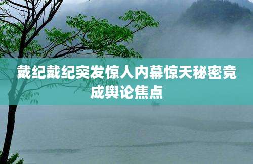 戴纪戴纪突发惊人内幕惊天秘密竟成舆论焦点