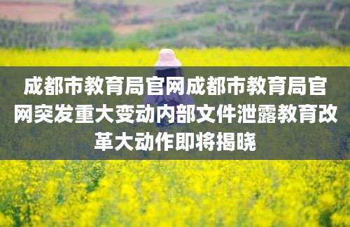 成都市教育局官网成都市教育局官网突发重大变动内部文件泄露教育改革大动作即将揭晓