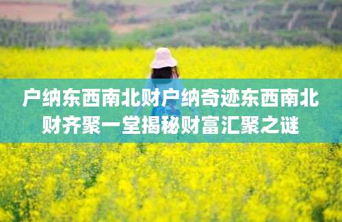 户纳东西南北财户纳奇迹东西南北财齐聚一堂揭秘财富汇聚之谜