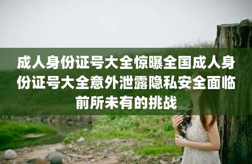 成人身份证号大全惊曝全国成人身份证号大全意外泄露隐私安全面临前所未有的挑战