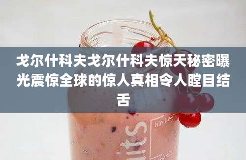 戈尔什科夫戈尔什科夫惊天秘密曝光震惊全球的惊人真相令人瞠目结舌