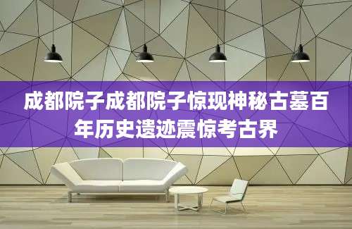 成都院子成都院子惊现神秘古墓百年历史遗迹震惊考古界