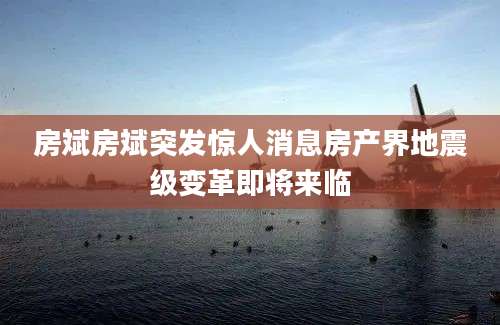 房斌房斌突发惊人消息房产界地震级变革即将来临