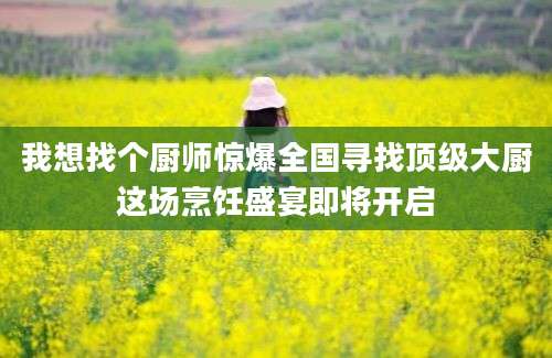 我想找个厨师惊爆全国寻找顶级大厨这场烹饪盛宴即将开启