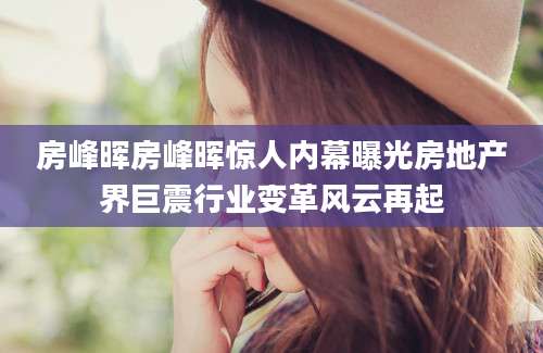 房峰晖房峰晖惊人内幕曝光房地产界巨震行业变革风云再起