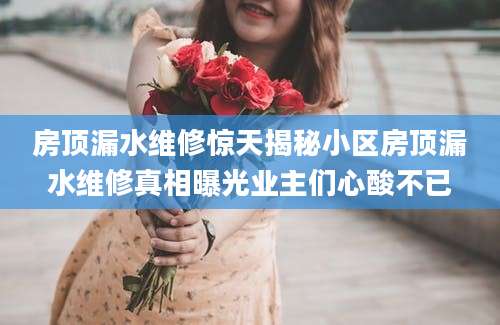 房顶漏水维修惊天揭秘小区房顶漏水维修真相曝光业主们心酸不已