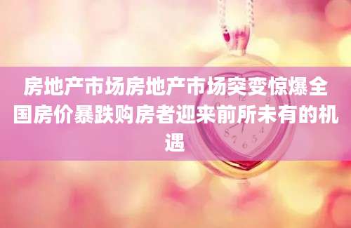 房地产市场房地产市场突变惊爆全国房价暴跌购房者迎来前所未有的机遇