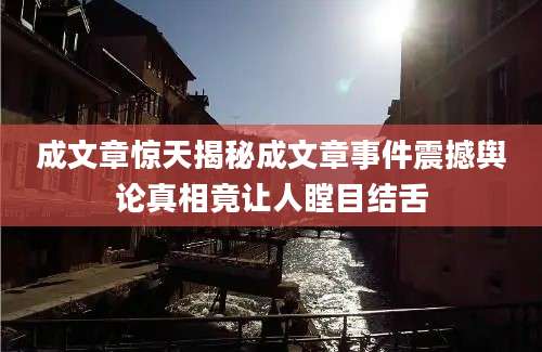 成文章惊天揭秘成文章事件震撼舆论真相竟让人瞠目结舌
