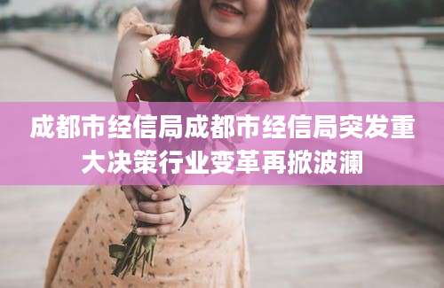 成都市经信局成都市经信局突发重大决策行业变革再掀波澜