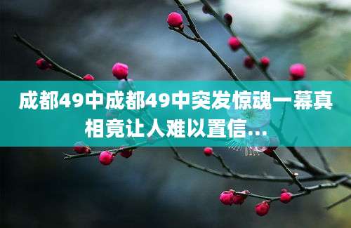 成都49中成都49中突发惊魂一幕真相竟让人难以置信...