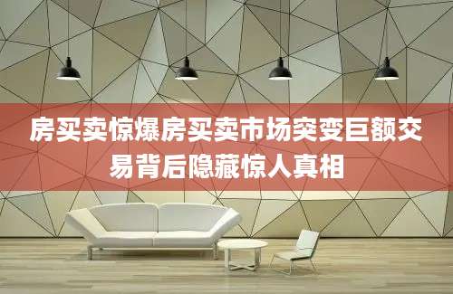 房买卖惊爆房买卖市场突变巨额交易背后隐藏惊人真相