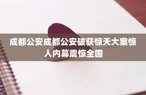 成都公安成都公安破获惊天大案惊人内幕震惊全国