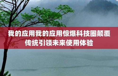 我的应用我的应用惊爆科技圈颠覆传统引领未来使用体验