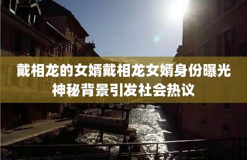 戴相龙的女婿戴相龙女婿身份曝光神秘背景引发社会热议