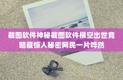 截图软件神秘截图软件横空出世竟暗藏惊人秘密网民一片哗然