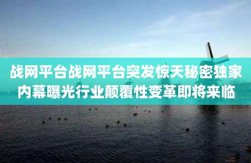 战网平台战网平台突发惊天秘密独家内幕曝光行业颠覆性变革即将来临