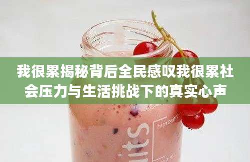 我很累揭秘背后全民感叹我很累社会压力与生活挑战下的真实心声