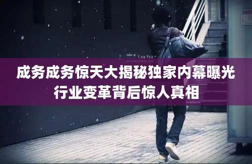 成务成务惊天大揭秘独家内幕曝光行业变革背后惊人真相