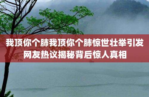 我顶你个肺我顶你个肺惊世壮举引发网友热议揭秘背后惊人真相