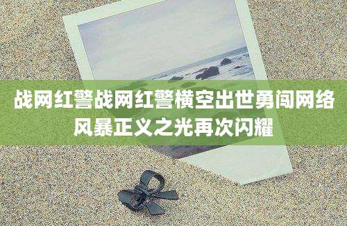 战网红警战网红警横空出世勇闯网络风暴正义之光再次闪耀