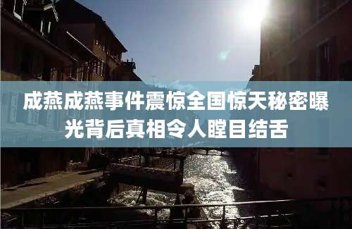 成燕成燕事件震惊全国惊天秘密曝光背后真相令人瞠目结舌