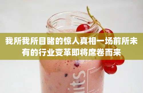 我所我所目睹的惊人真相一场前所未有的行业变革即将席卷而来